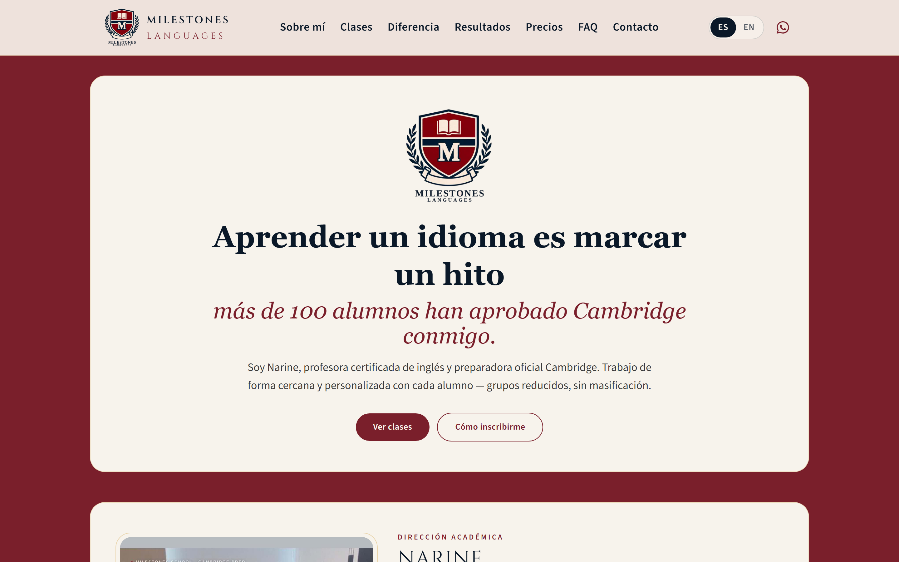 Captura de milestoneslanguage.com